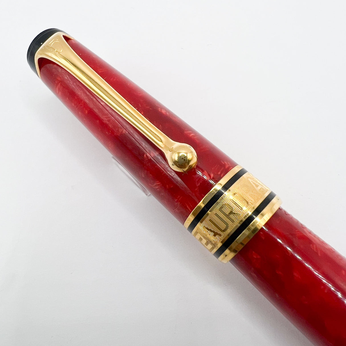 Aurora 75th Anniversary Optima Red Marble Auroloide Limited Edition Fountain Pen - Extra Fine 18kt Gold Nib
