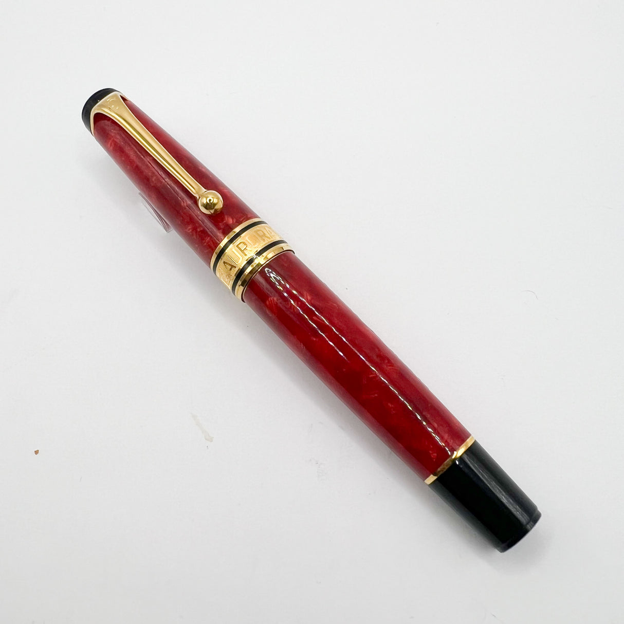 Aurora 75th Anniversary Optima Red Marble Auroloide Limited Edition Fountain Pen - Extra Fine 18kt Gold Nib
