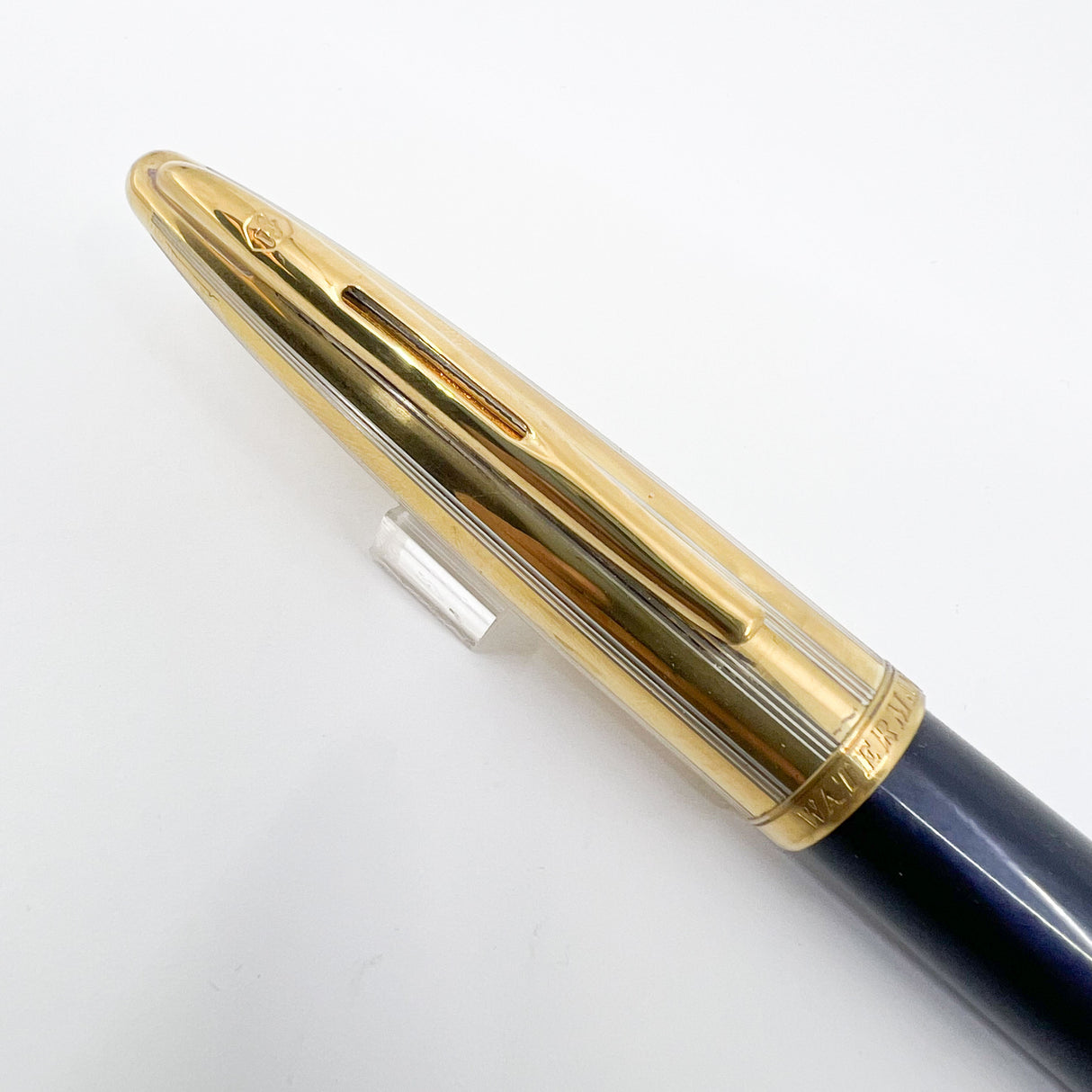 Waterman Carene Deluxe 2-Tone Gold-Plated Cap/Prussian Blue Lacquer Barrel Fountain Pen - Fine 18kt Gold Nib