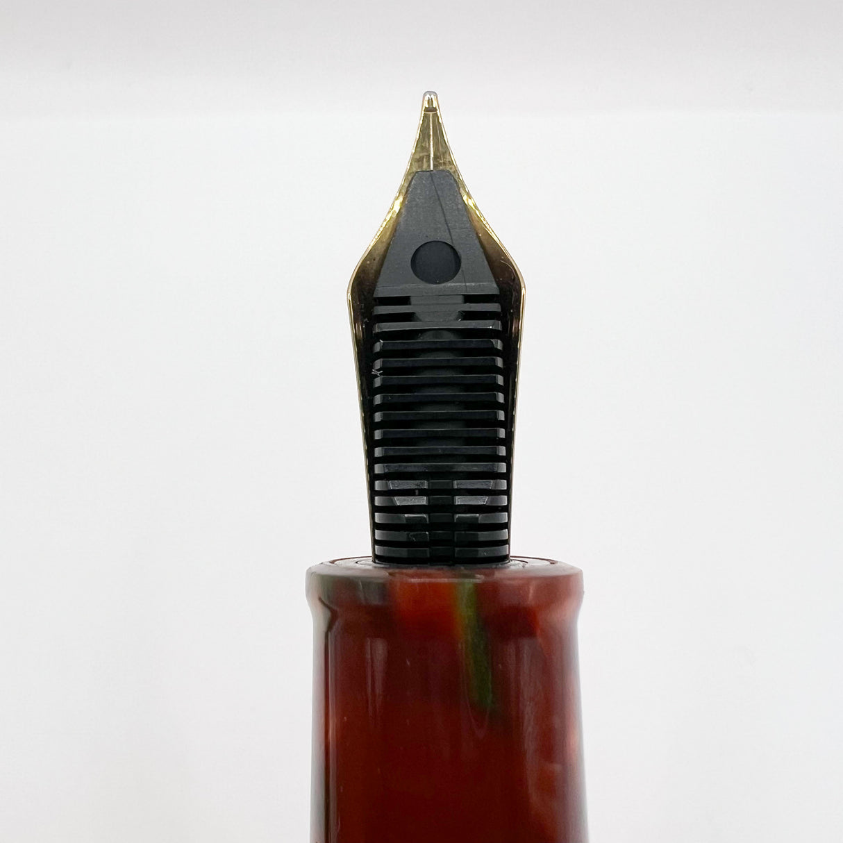 Tibaldi Modello 60 Burgundy Marble Celluloid Fountain Pen - Semi-Flex Medium 18kt Gold Tibaldi "Extra" Nib