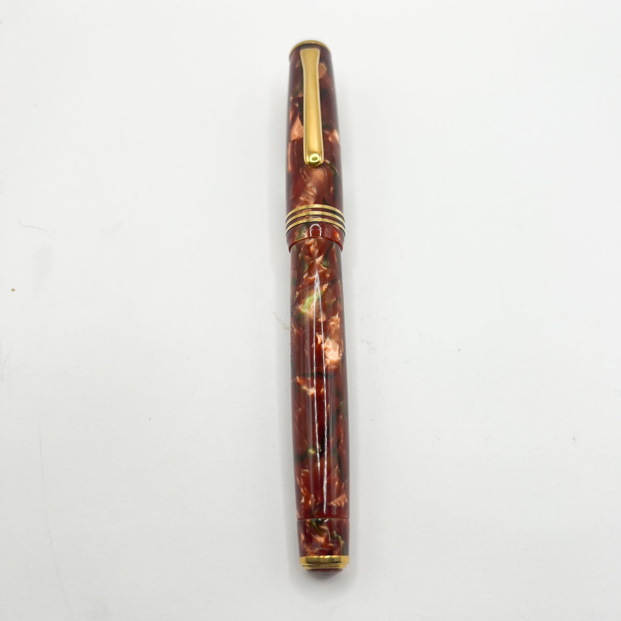 Tibaldi Modello 60 Burgundy Marble Celluloid Fountain Pen - Semi-Flex Medium 18kt Gold Tibaldi "Extra" Nib