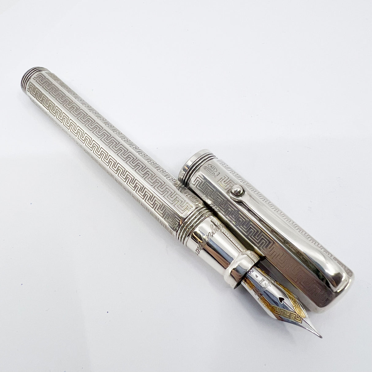 Montegrappa Sterling Silver Reminiscence Fountain Pen - Fine 18kt Gold Nib