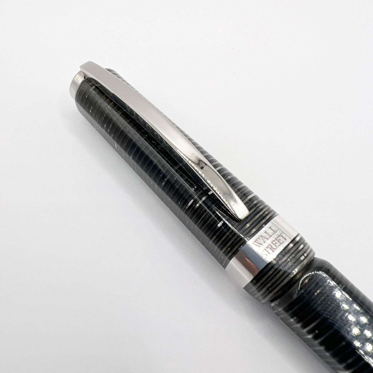 Visconti Wall Street Glittering Gray Striped Celluloid Ballpoint Pen