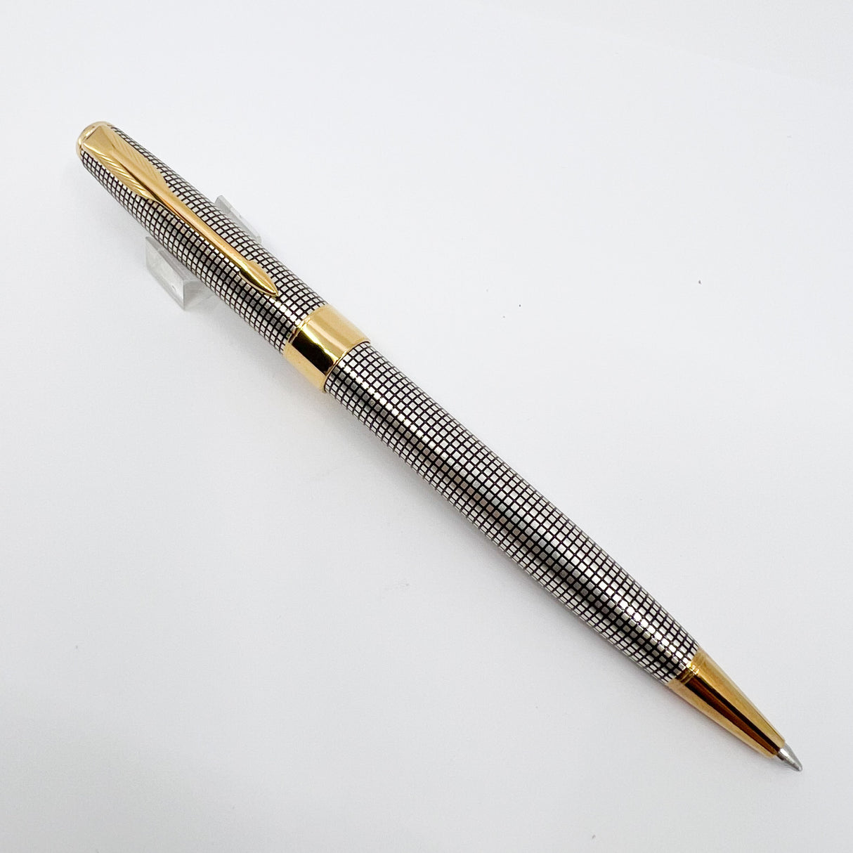 Parker Sonnet Sterling Silver Cisele Cross Hatch Design Ballpoint Pen - Circa 1995
