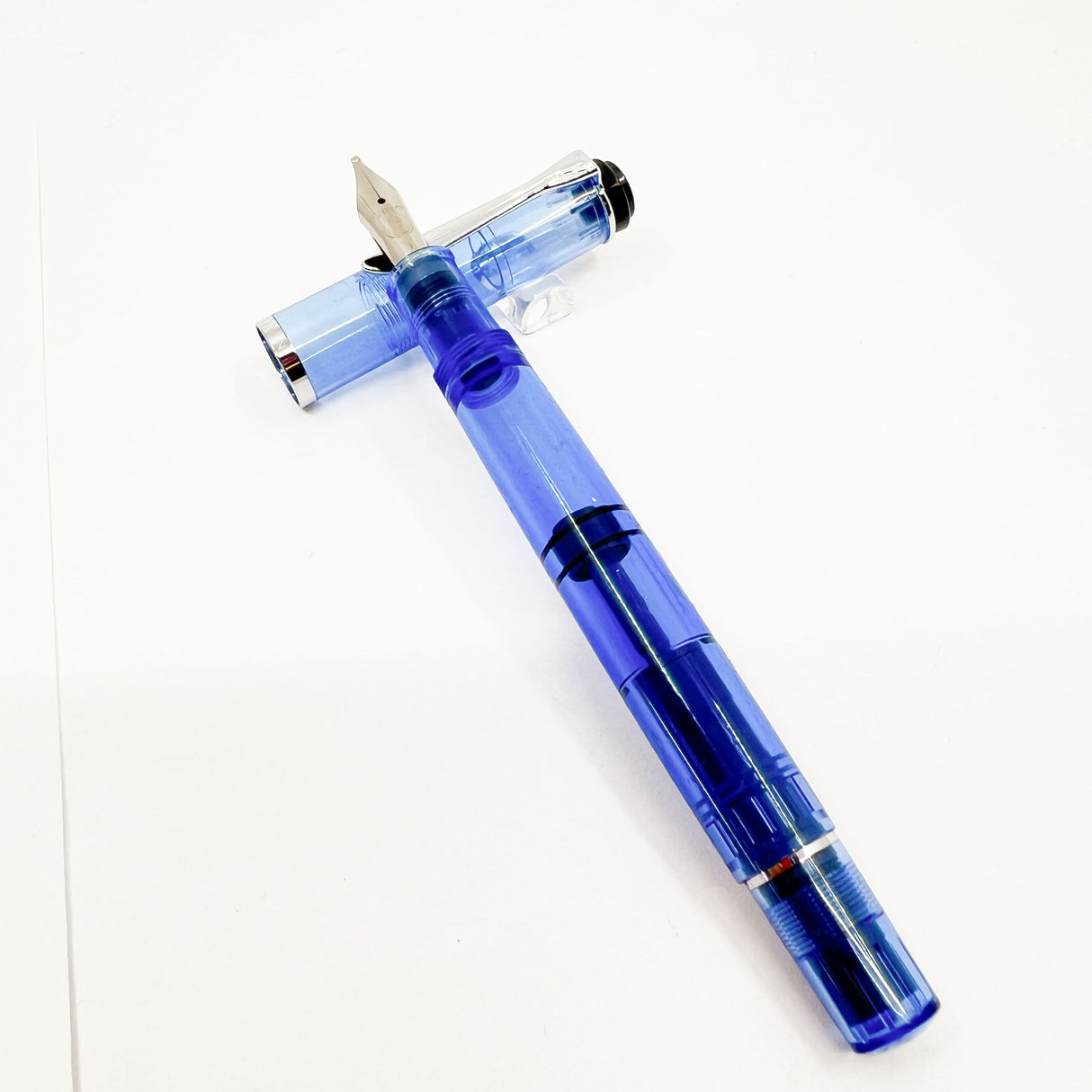 Pelikan M205 Light Blue Transparent Fountain Pen - Italic Nib