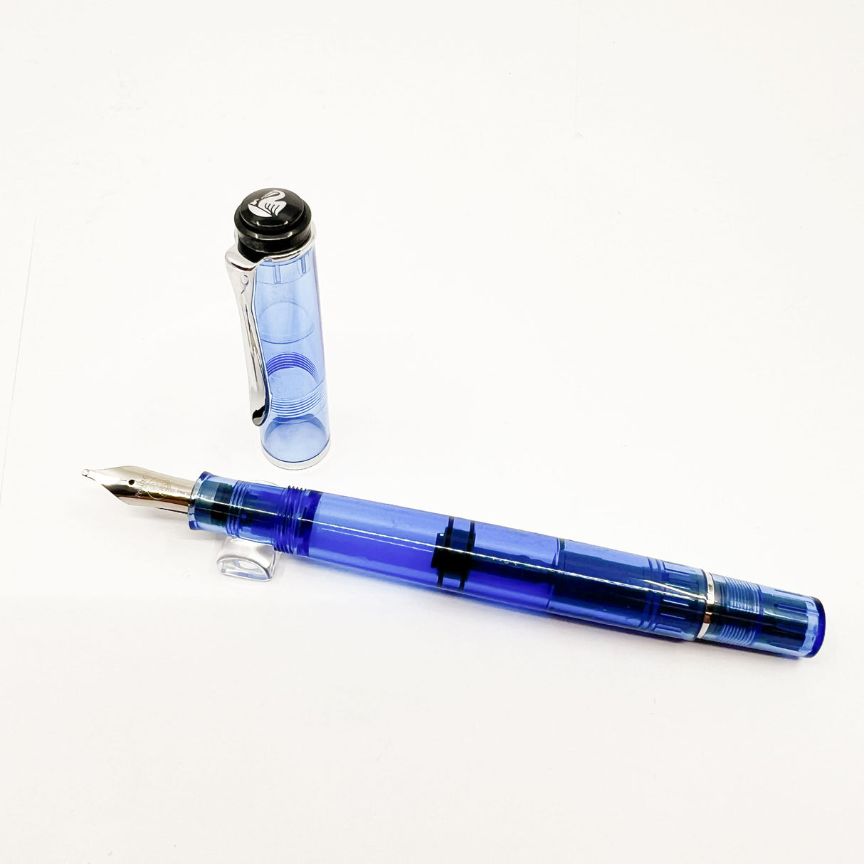Pelikan M205 Light Blue Transparent Fountain Pen - Italic Nib