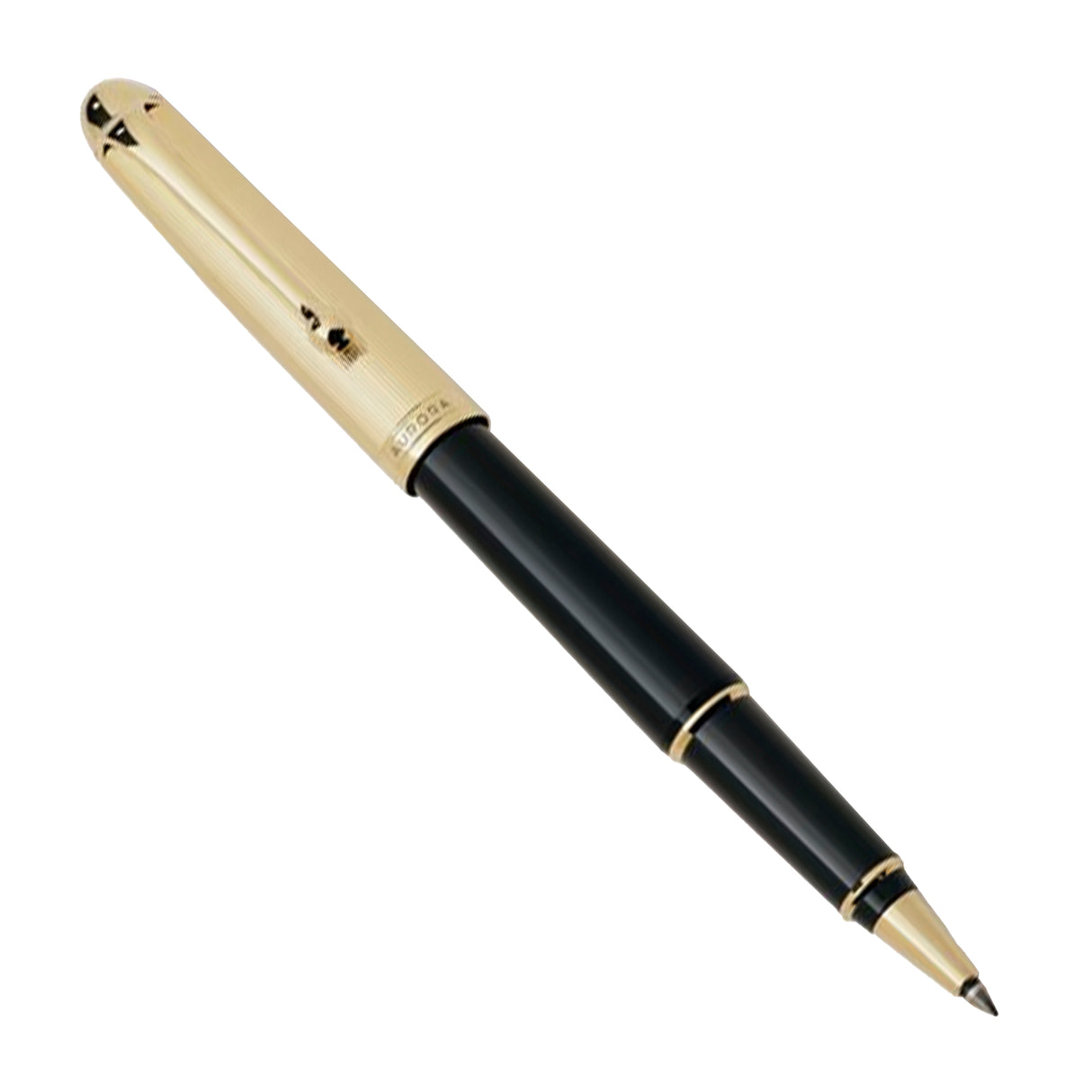 Aurora 88 Gold Plated Cap / Black Barrel Large Rollerball
