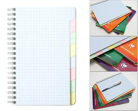 Clairefontaine Classic Notebooks Multi-Subject Graph 4 1/4 in. x 6 3/4 in. 48 Sheets/96 Pages Wirebound Notebook w/8 Tabs - 