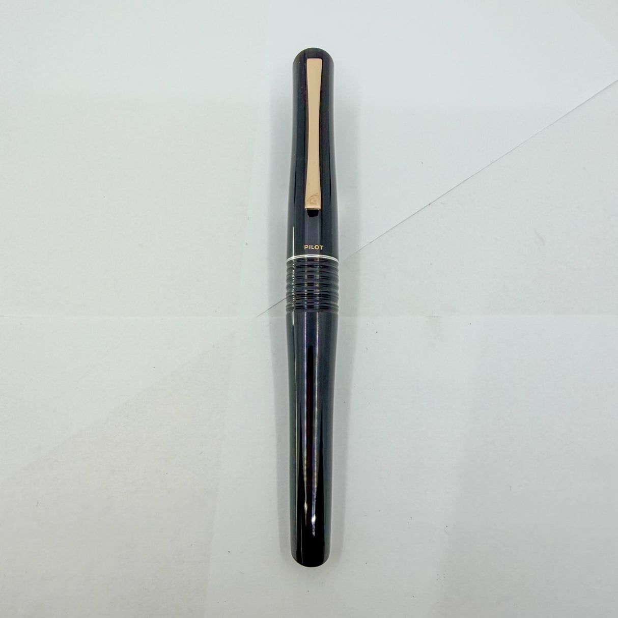 Pilot Black Lacquered Bamboo Metal Oversized Fountain Pen - Fine 18kt Gold Nib