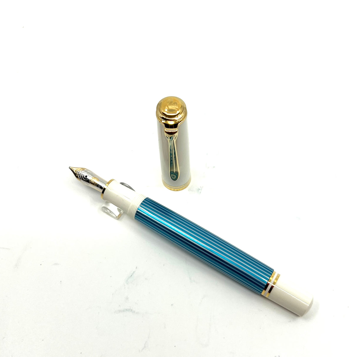 Pelikan M600 Turquoise-White Striped Fountain Pen