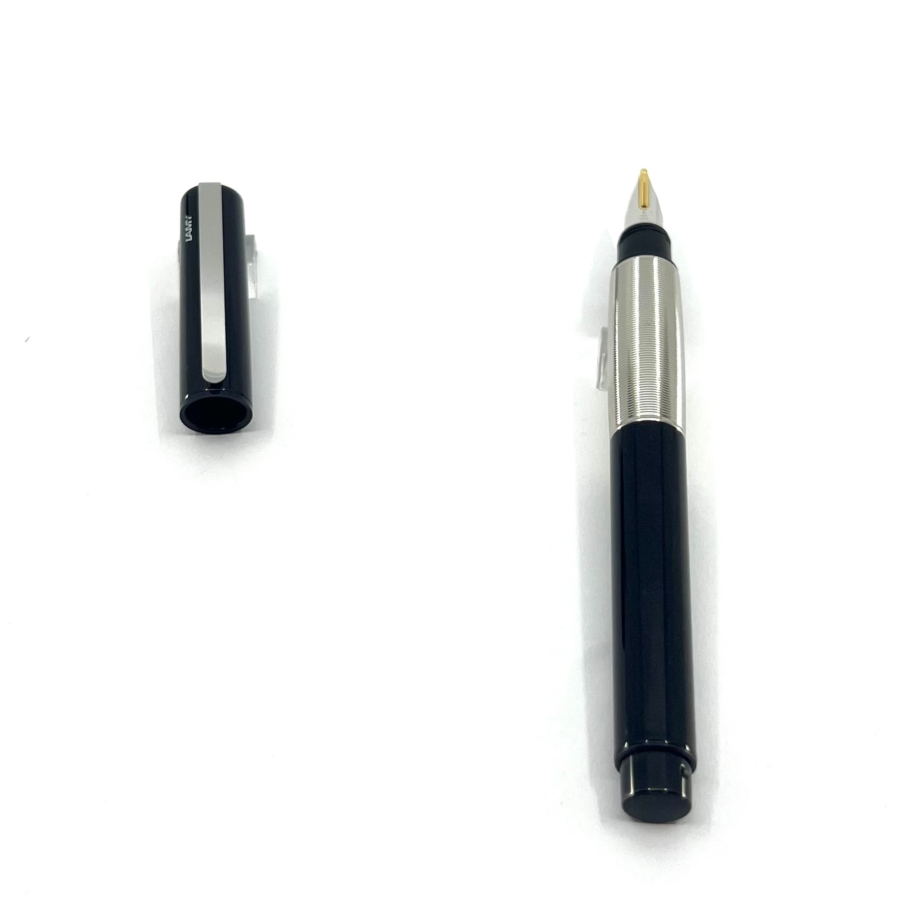 Lamy Accent White Metal & Black Lacquered Fountain Pen - Broad 14kt  Gold Nib