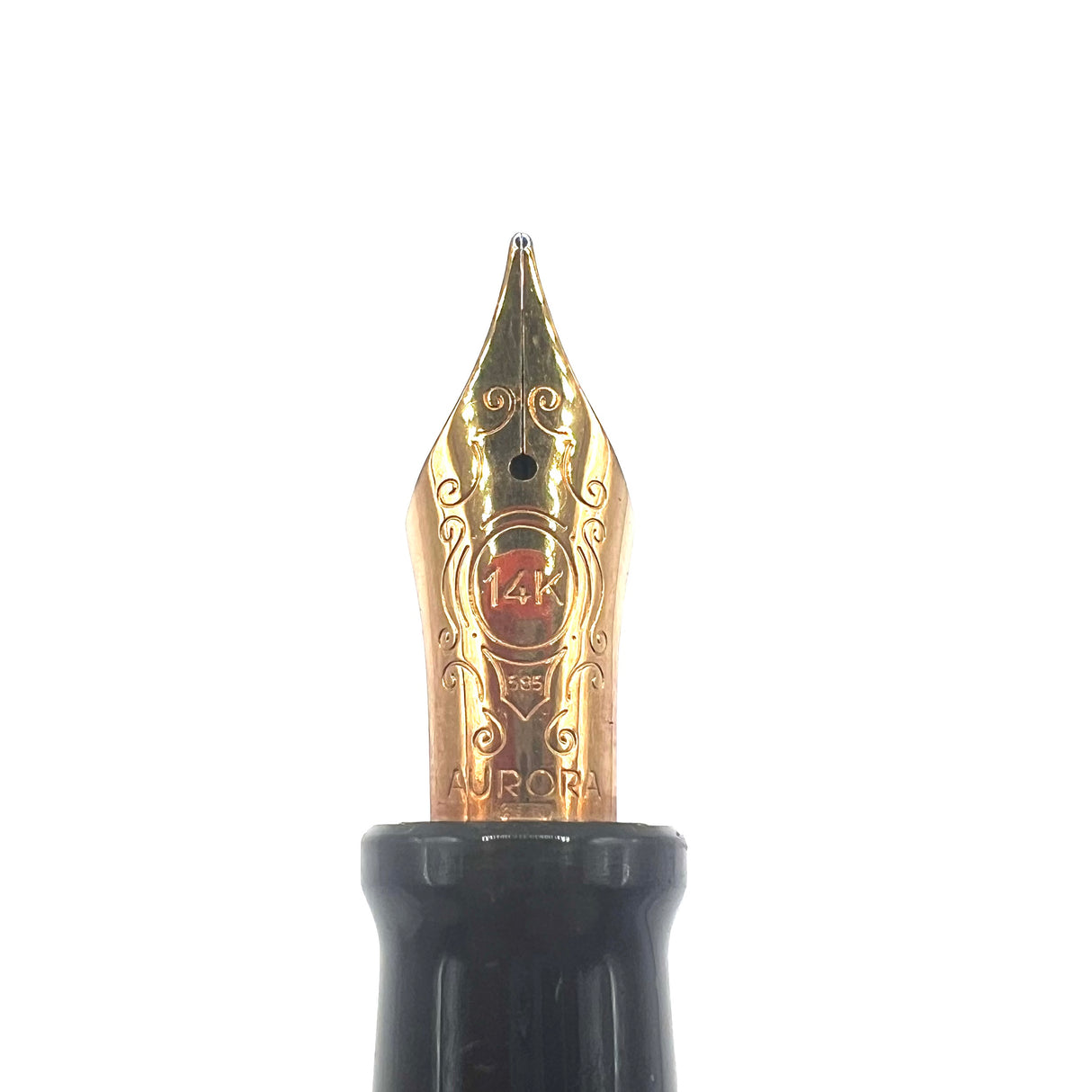Aurora Optima Sterling Silver Guilloche Cap/Black Resin Barrel Fountain Pen - Medium 14kt Gold Nib