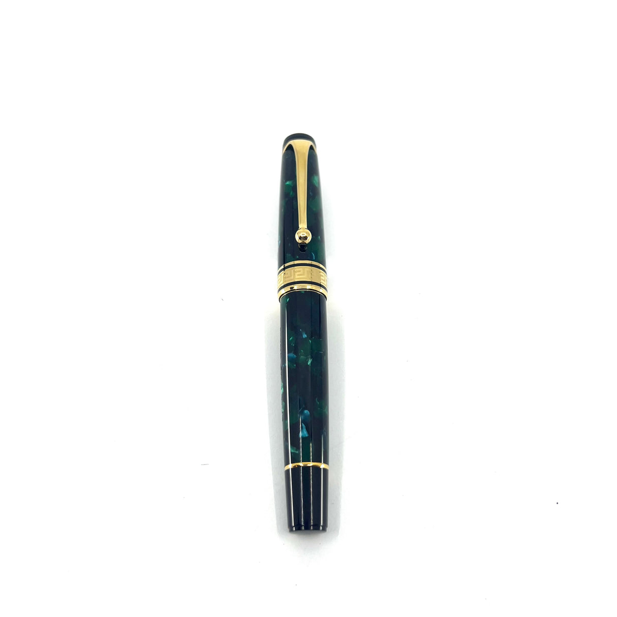 Aurora Auroloide Marbled Green Fountain Pen Circa 1996- Broad Italic 14kt Gold Nib