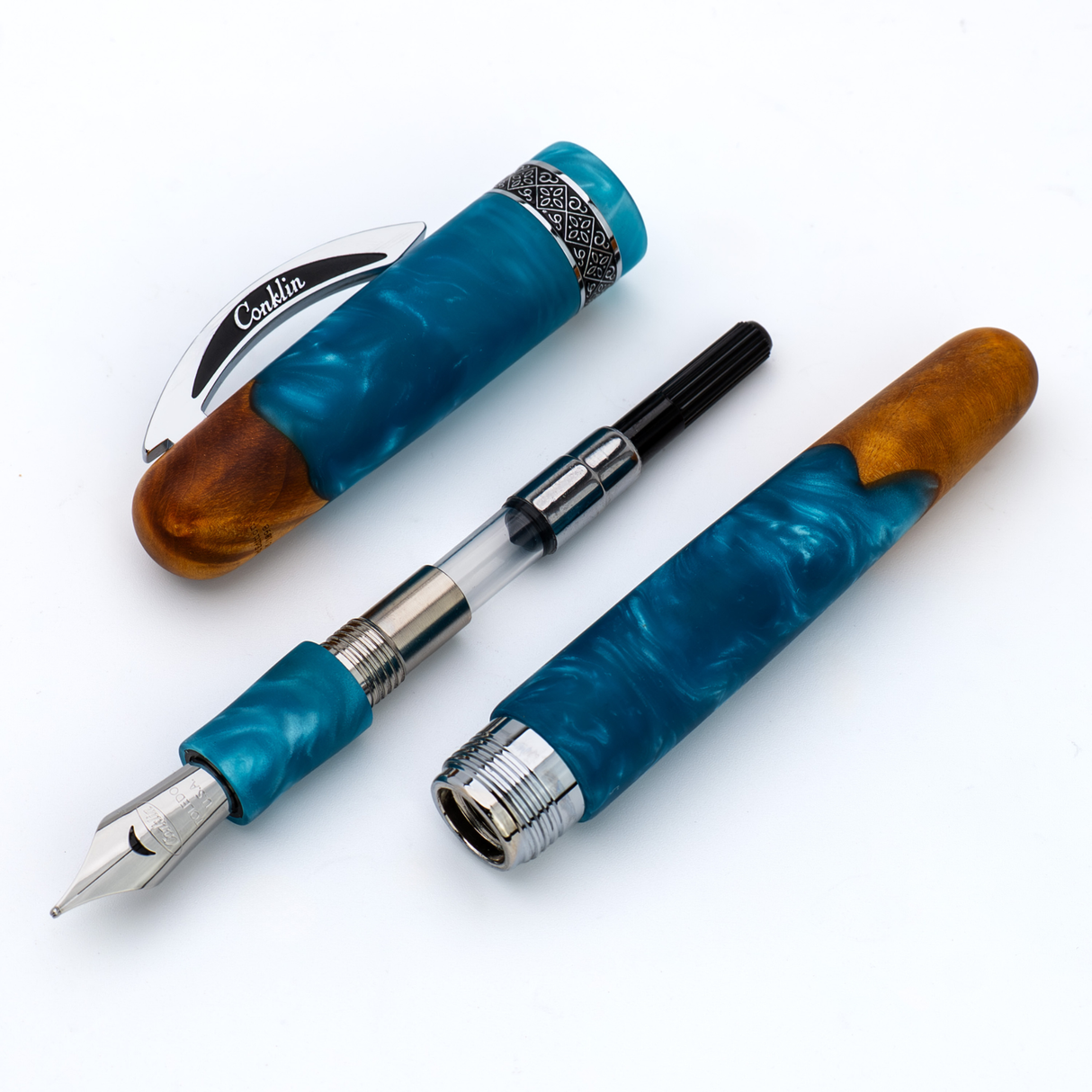 Conklin 1898 Spectra Fusion BLUE CHROME TRIM Fountain Pen Collection