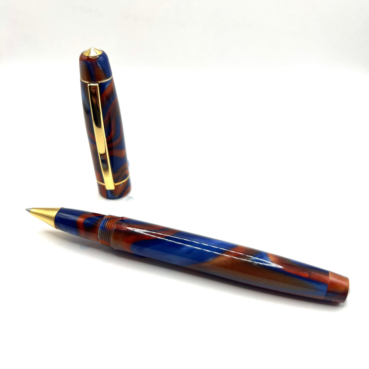 Bexley BX701 Lustrous Blue & Amber Swirl Rollerball
