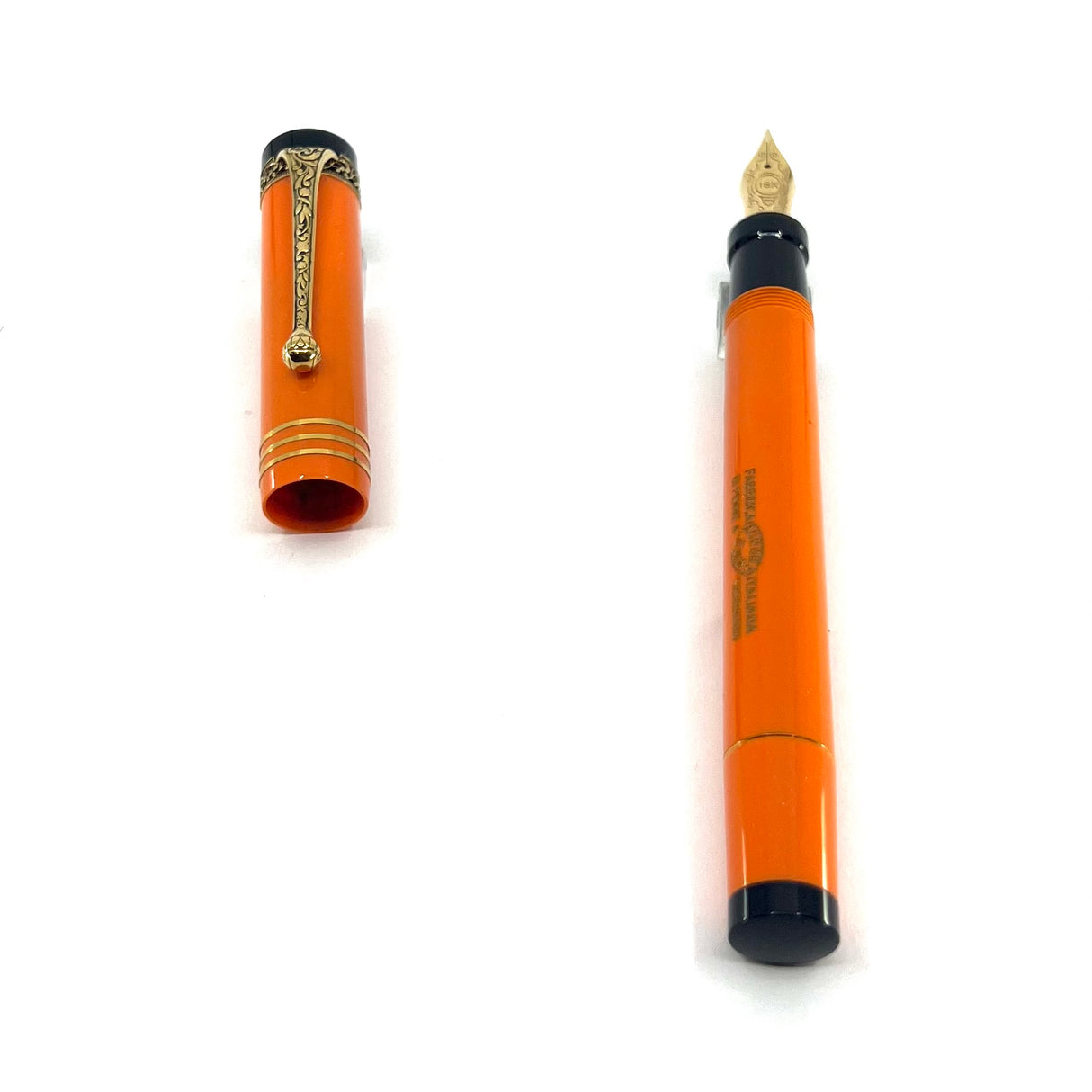Aurora Internazionale Glittered Orange Auroroloide Limited Edition Fountain Pen - Fine 18kt Gold Nib