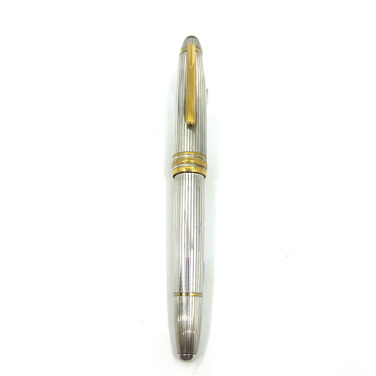Montblanc LeGrand Solitaire #146 Sterling Silver Pinstriped Fountain Pen - Medium 18kt Gold Nib