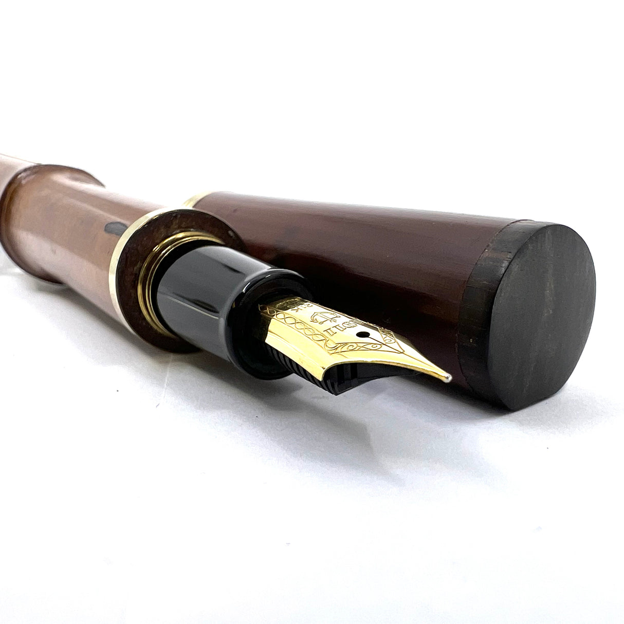 Sailor Susutake Rare Ancient Smoked Bamboo Fountain Pen - Naginata Togi 21kt Gold Medium/Fine Nib by Nagahara Sr.