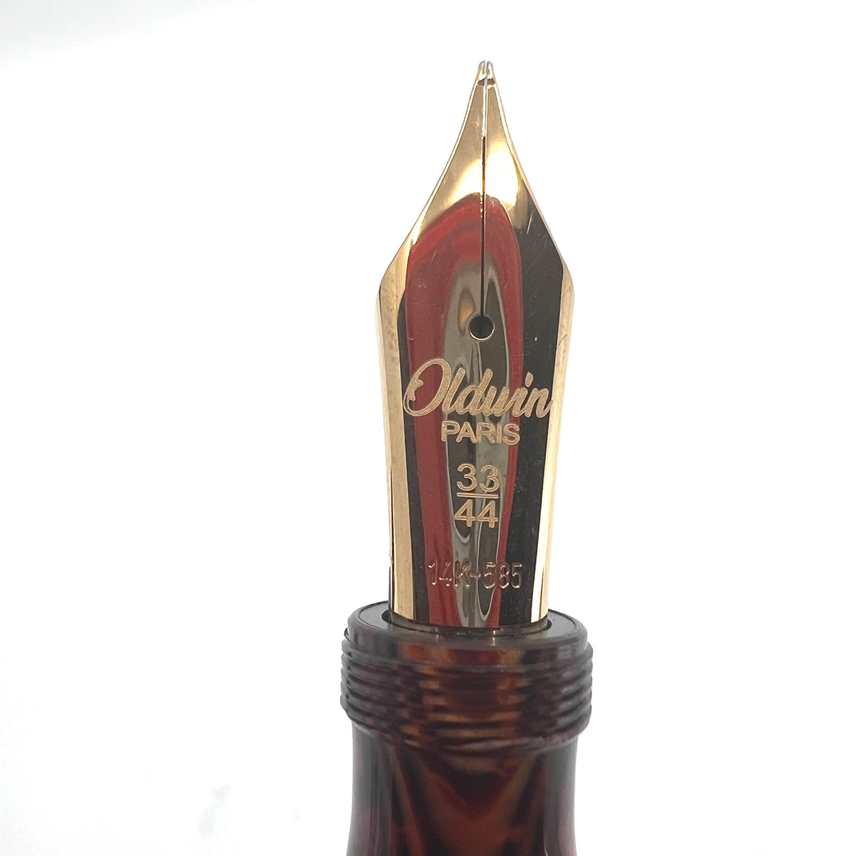 Oldwin Paris Torpedo Bronze Arco Spina (Fish Bone) Pattern Celluloid LE Fountain Pen-RARE!
