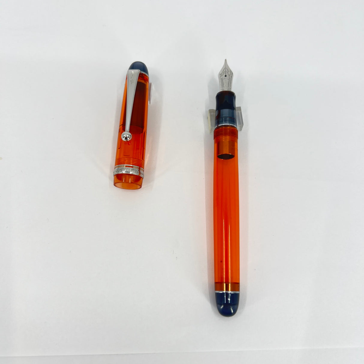 Pilot Custom 74 Orange Transparent Demonstrator Fountain Pen - Broad 14kt Gold Nib