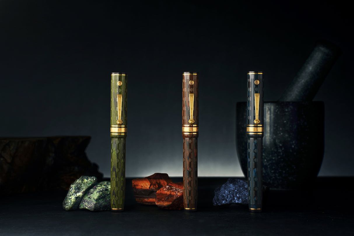 Wahl-Eversharp Decoband Ebonite Green Ripple Chased - Fountain Pen