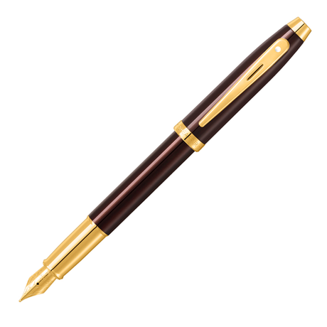Sheaffer 100 Coffee Brown w/PVD Gold Trim - Fountain Pen