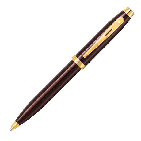 Sheaffer 100 Coffee Brown w/PVD Gold Trim - Ballpoint Pen