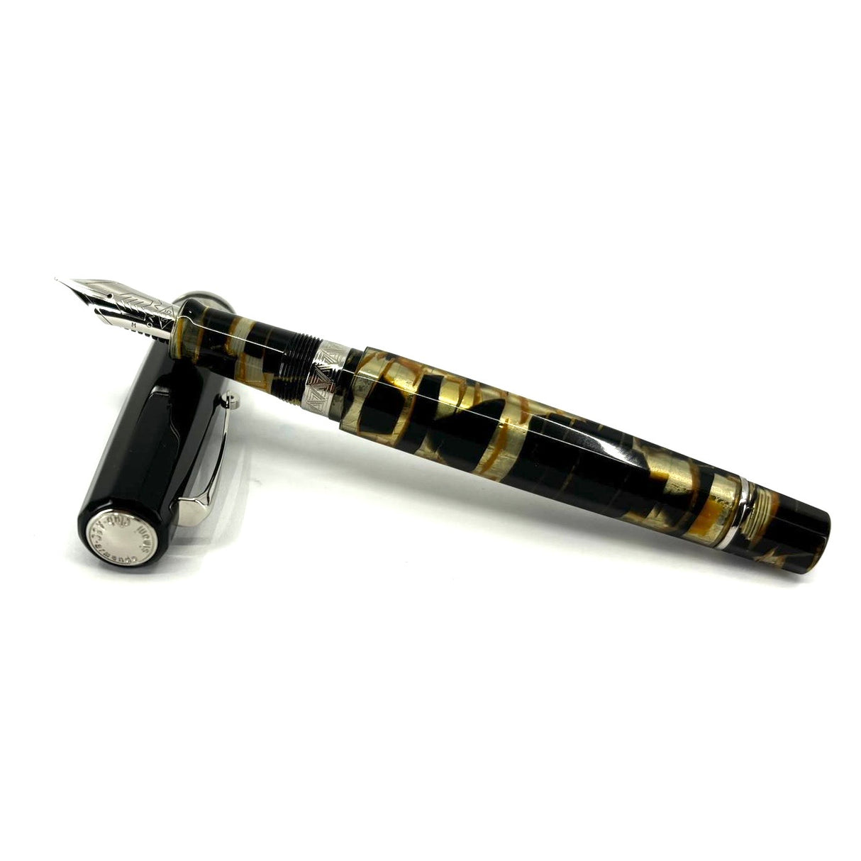 ASC Armando Simoni Club Gladiatore Medio Black Lucens Celluloid - Fountain Pen