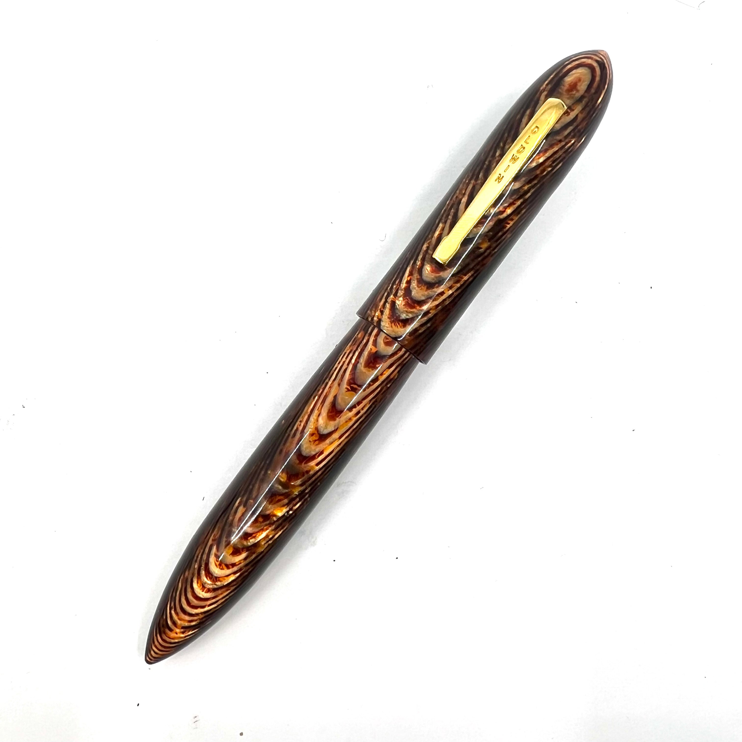 Oldwin (Paris) Torpedo Bronze Arco Spina (Fish Bone) Pattern Celluloid LE Fountain Pen