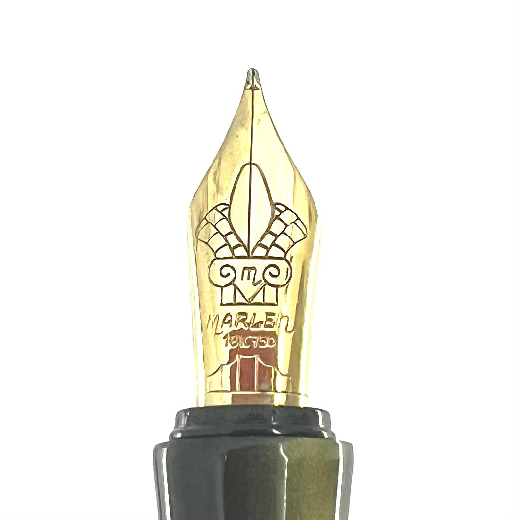 Marlen (Italy) Lustrous Olive Fountain Pen - Medium 18kt Gold Nib