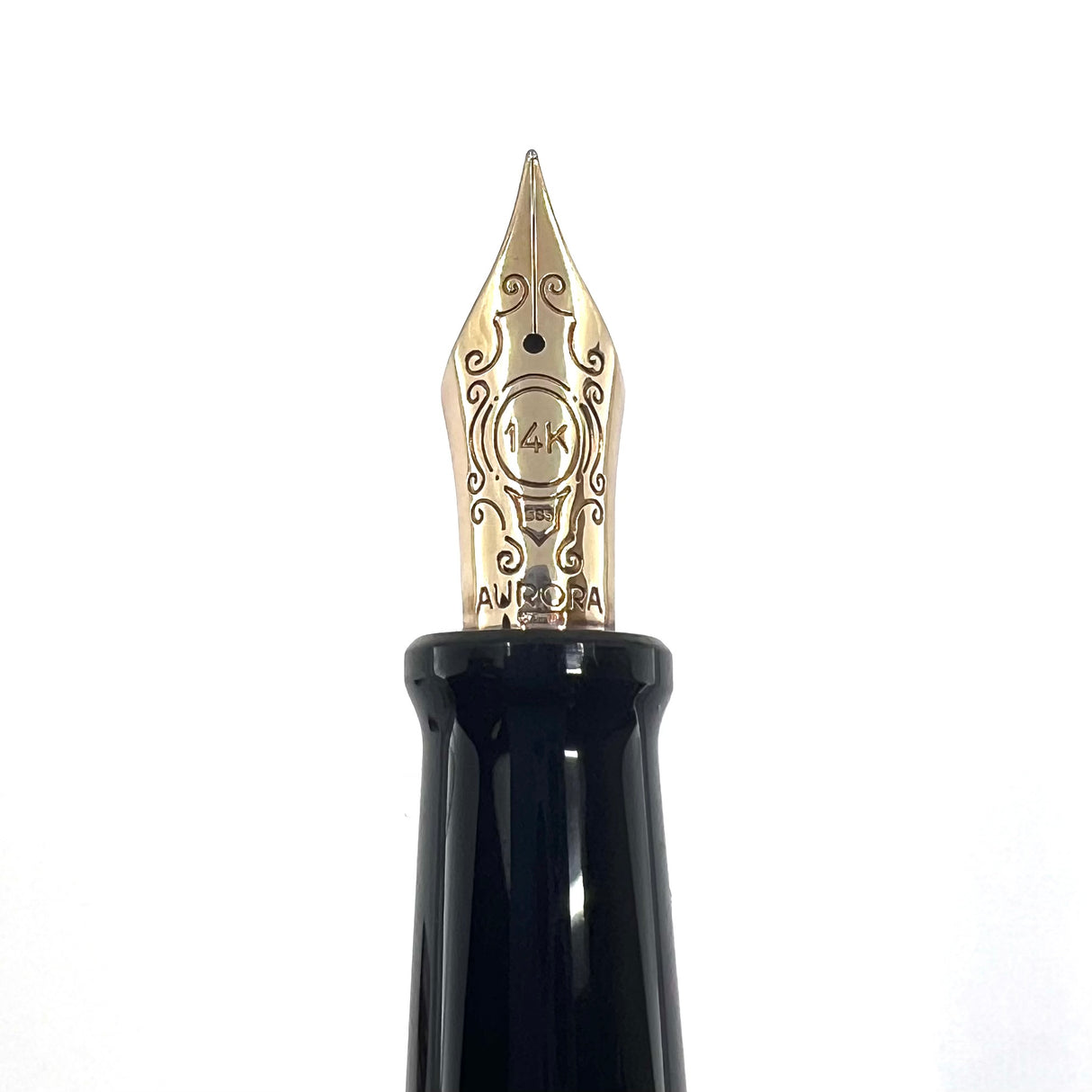 Aurora Optima Full Sterling Silver Barleycorn Fountain Pen - Fine 14kt Gold Nib