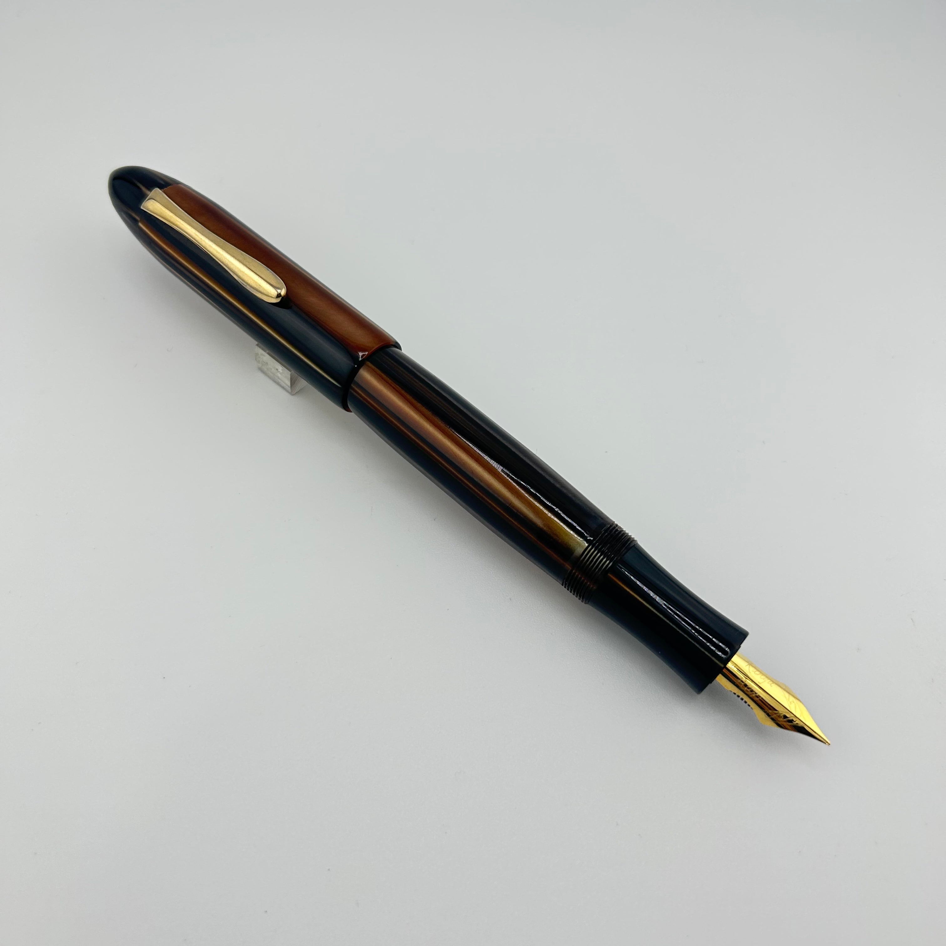 Ranga Pen India Torpedo Huge Pen Beautiful Brown Marble - Fountain Pen