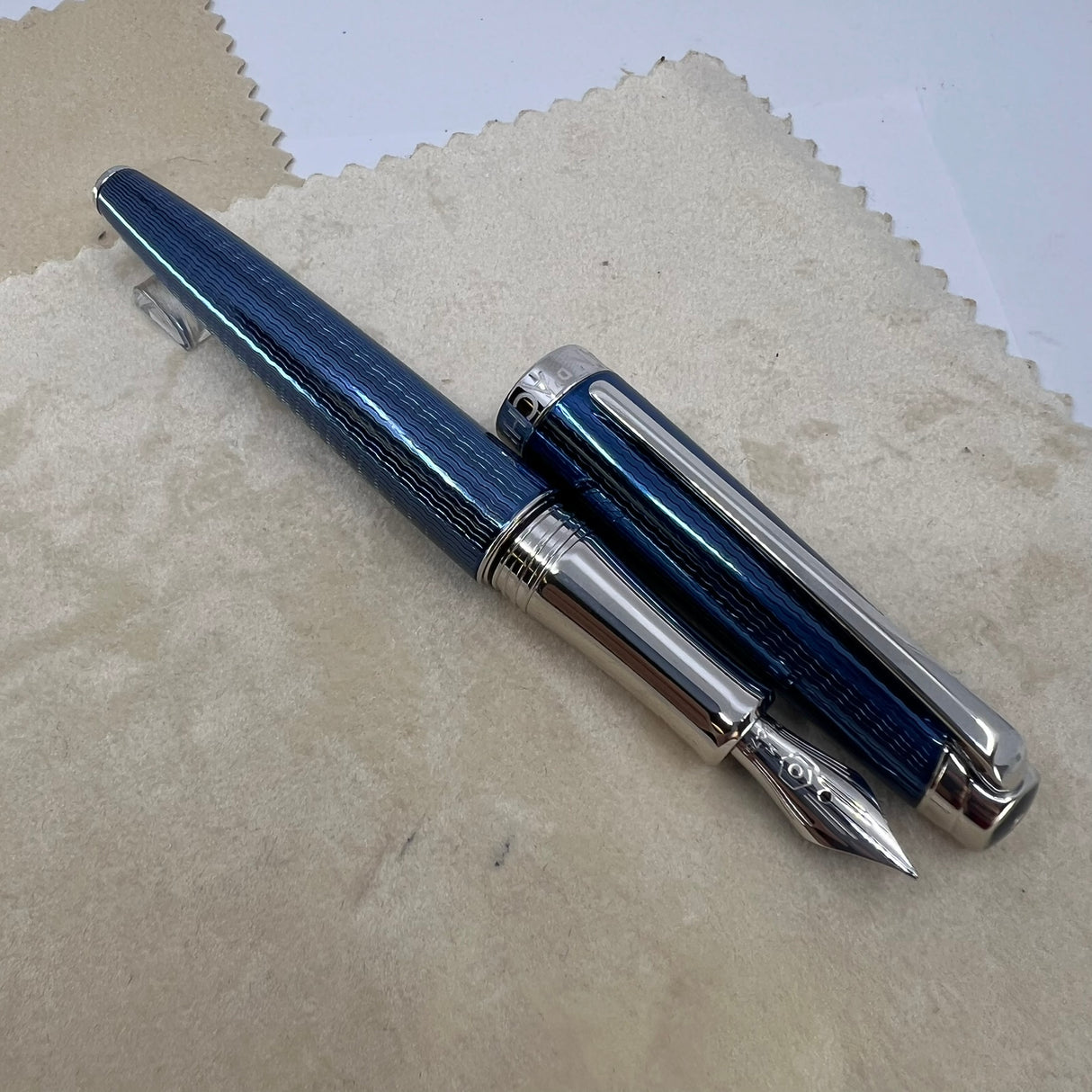 Caran D'ache Leman Grand Bleu Fountain Pen - Medium 18kt Gold Nib