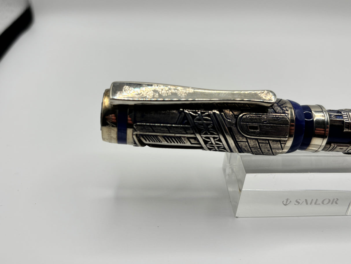 Montegrappa Heavy Sterling Silver over Celluloid Body Limited Edition Barbiere Di Siviglia (Barber of Seville) Rollerball Circa 2009