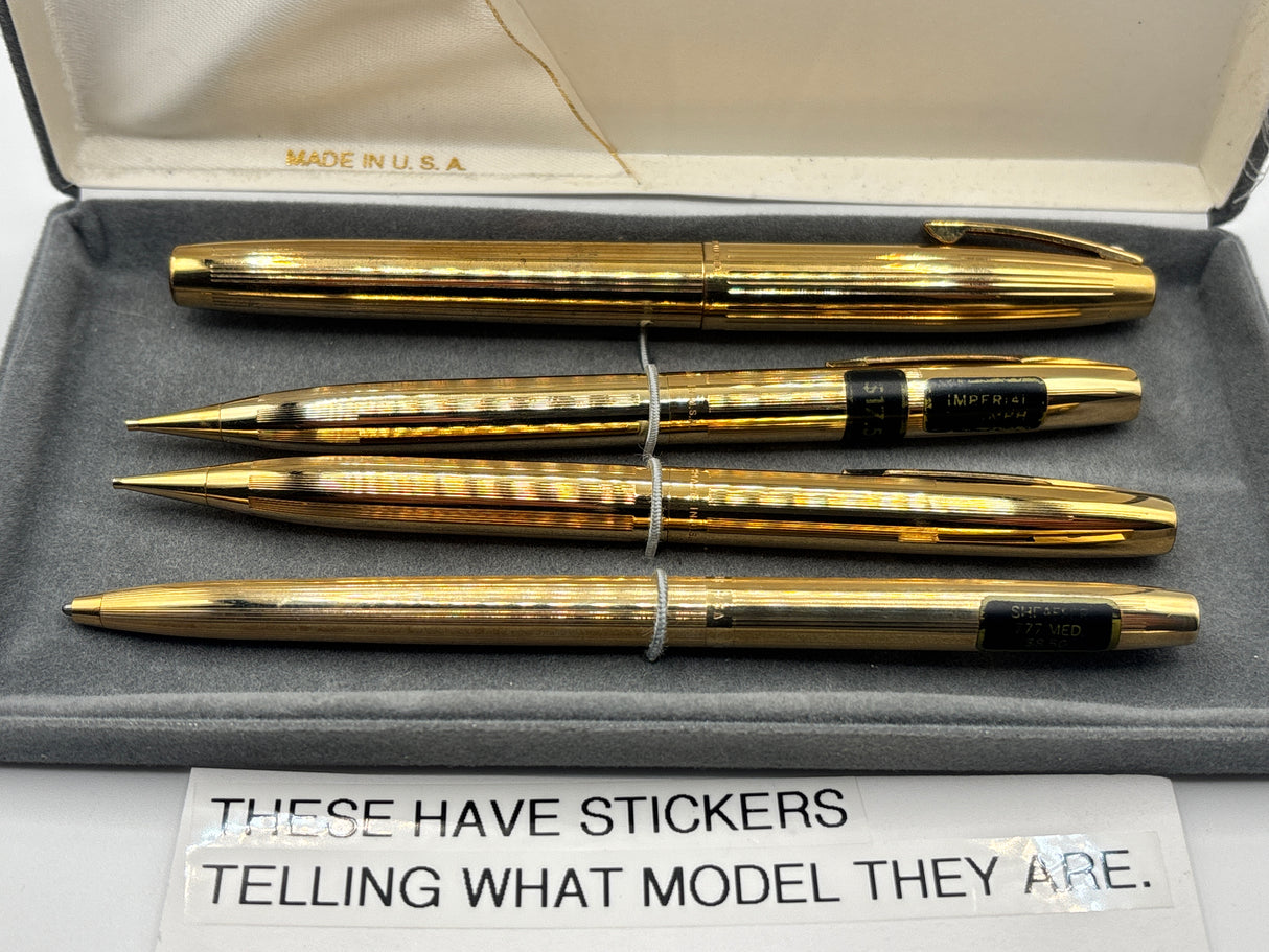 Sheaffer Imperial Triumph 797 Gold Plated " NEW OLD STOCK SET " - 2 Pencils + 1 Roller Ball + 1 Ball Pen