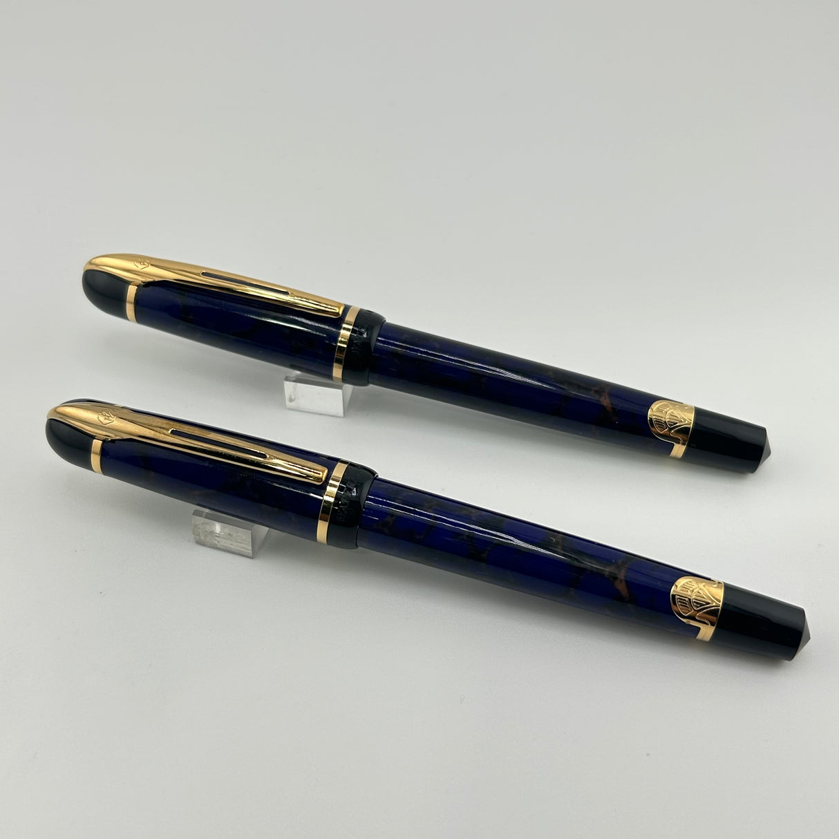Waterman Phileas Set Blue Marble  - Roller Ball and Fountain Pen circa 1995