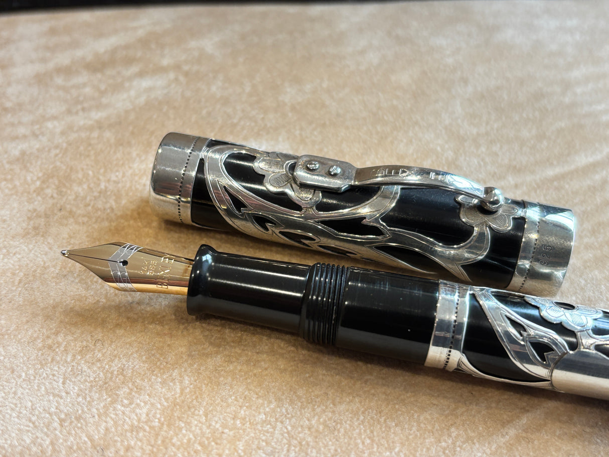Bexley Grand Finale Black Ebonite silver 925 filigree 88 pens produced - circa 1999