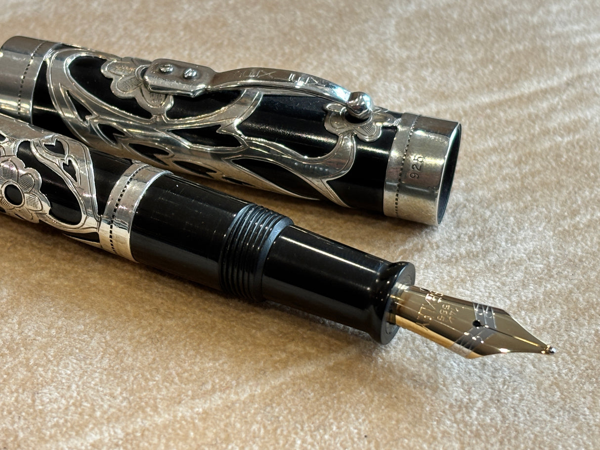 Bexley Grand Finale Black Ebonite silver 925 filigree 88 pens produced - circa 1999