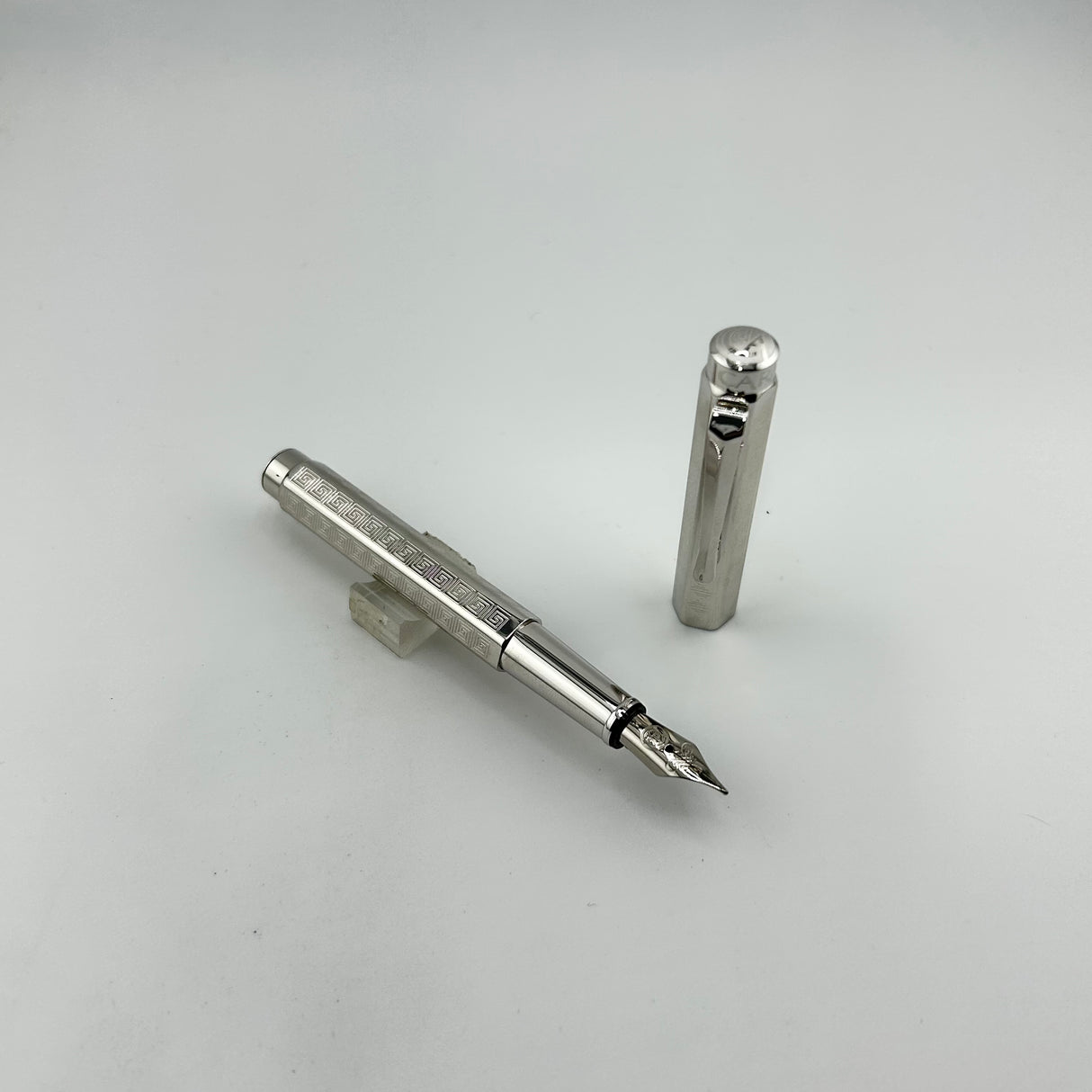 Caran D ache Ecridor Maya chrome Greek Pattern - Fountain Pen circa 2005