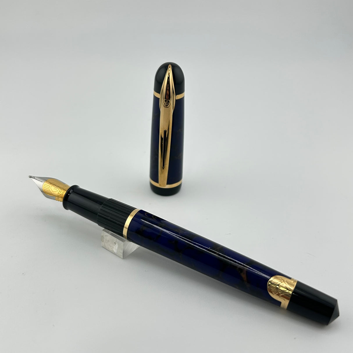 Waterman Phileas Set Blue Marble  - Roller Ball and Fountain Pen circa 1995