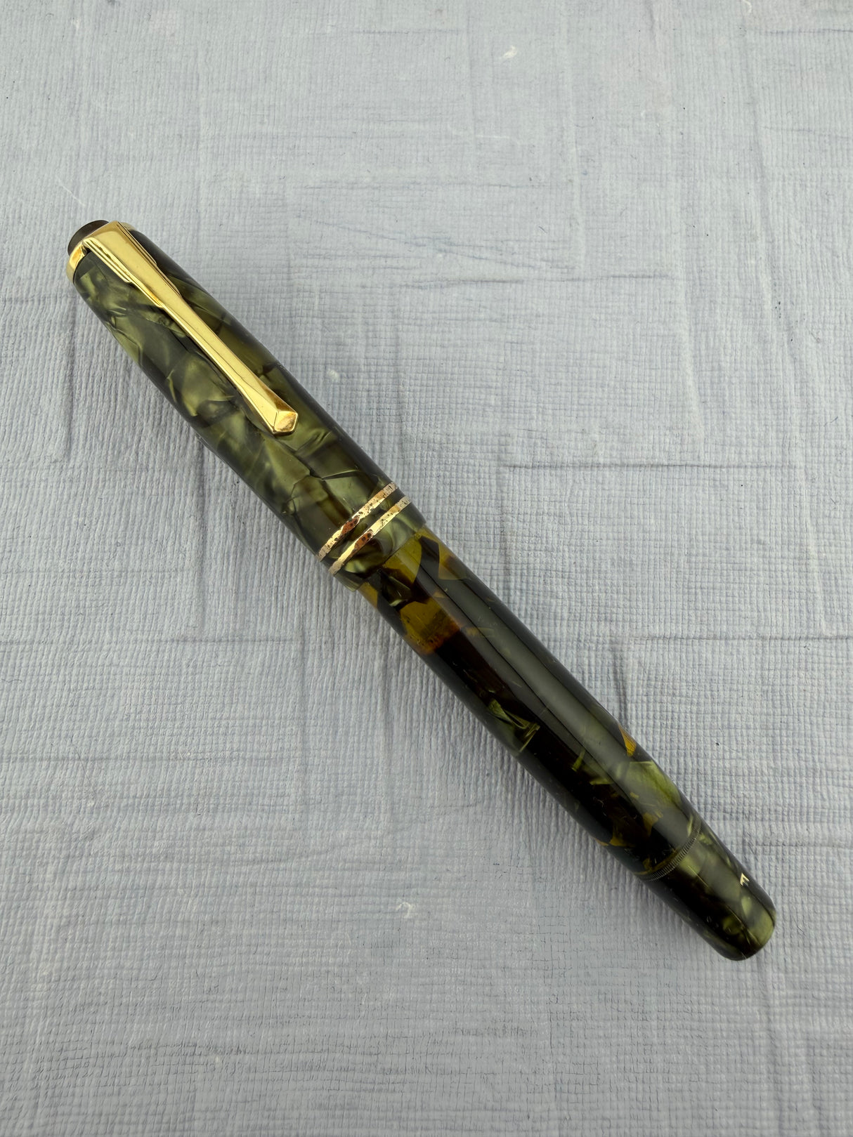 Montblanc 246 Green Celluloid Piston Filler Danish Large Ink Window Flex Nib! - Fountain Pen
