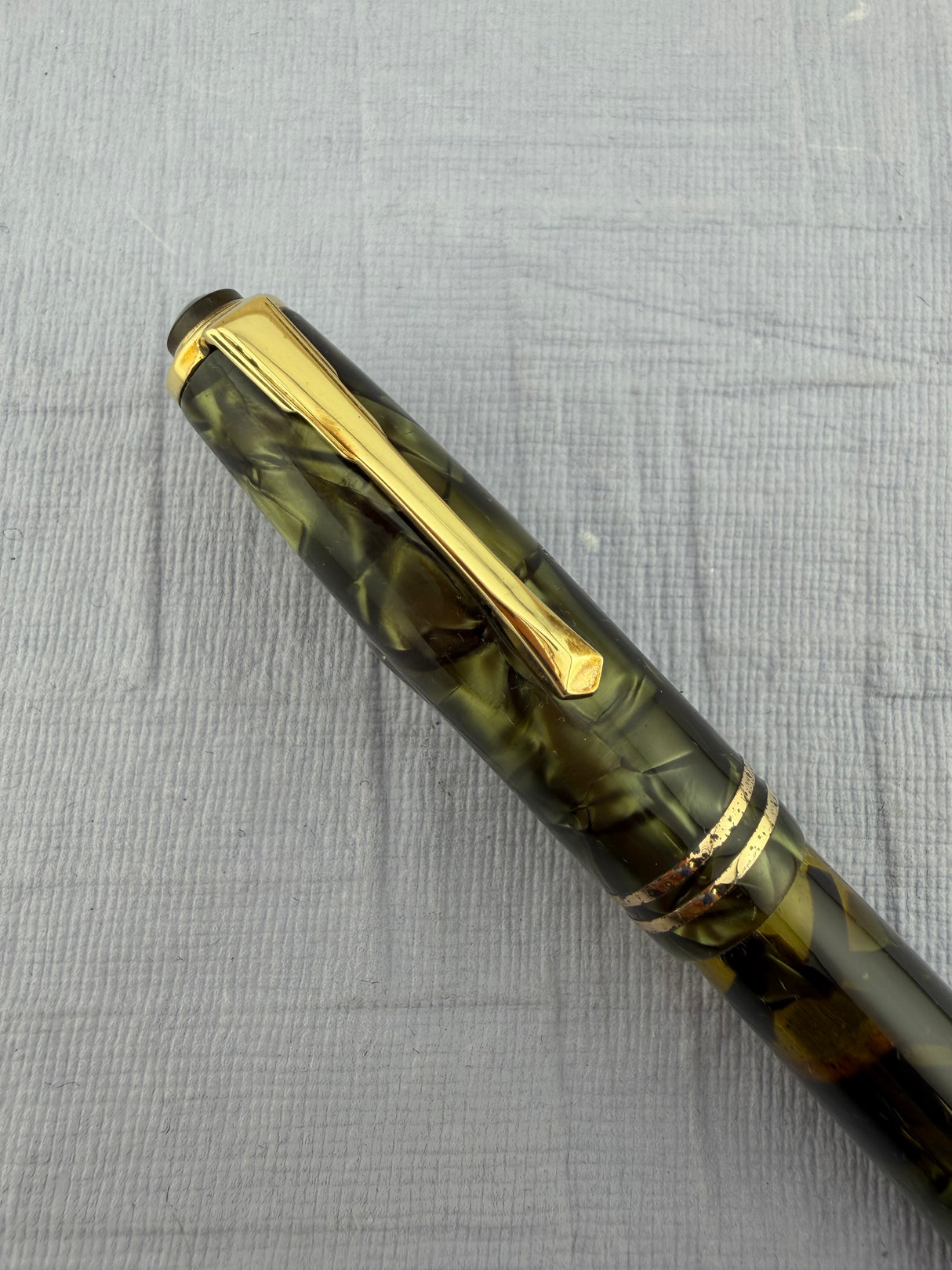 Montblanc 246 Green Celluloid Piston Filler Danish Large Ink Window Flex Nib! - Fountain Pen