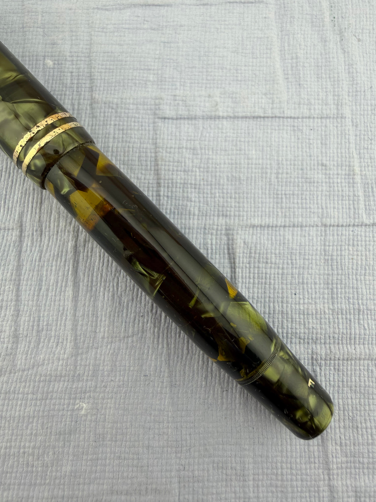 Montblanc 246 Green Celluloid Piston Filler Danish Large Ink Window Flex Nib! - Fountain Pen