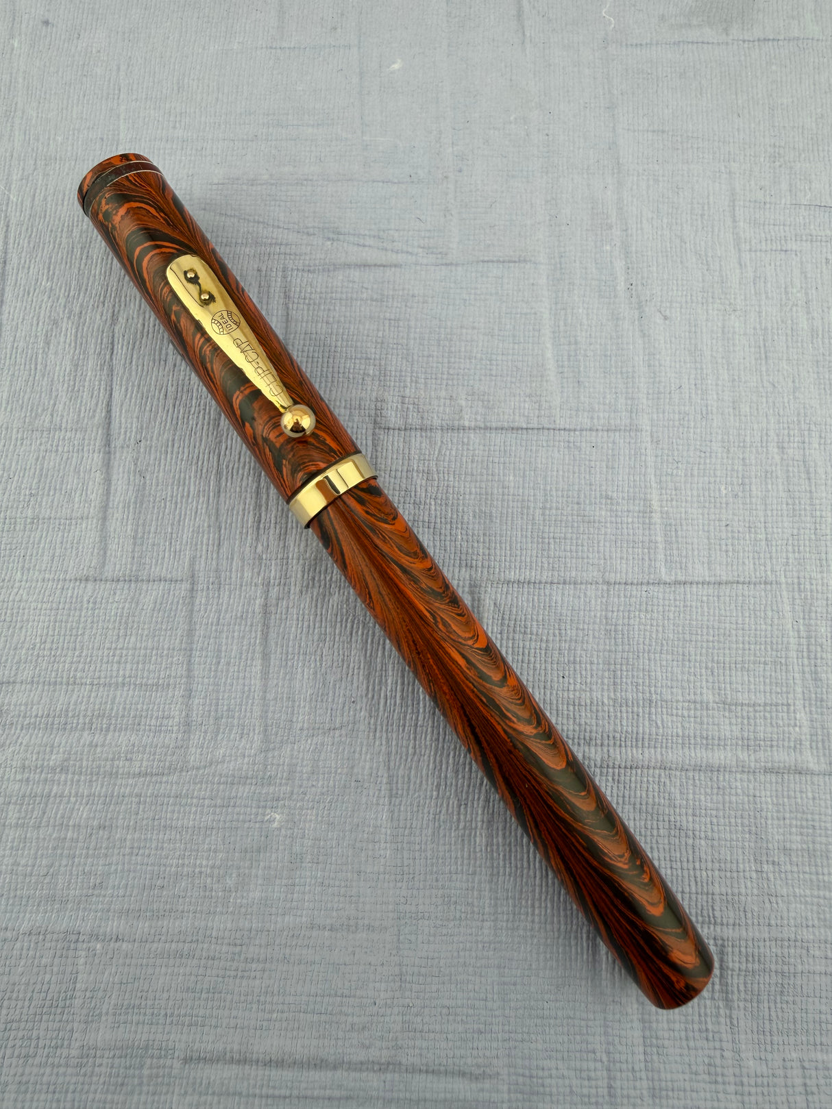 Waterman 1920 Red Ripple "7" Yellow Cap Band - Fountain Pen