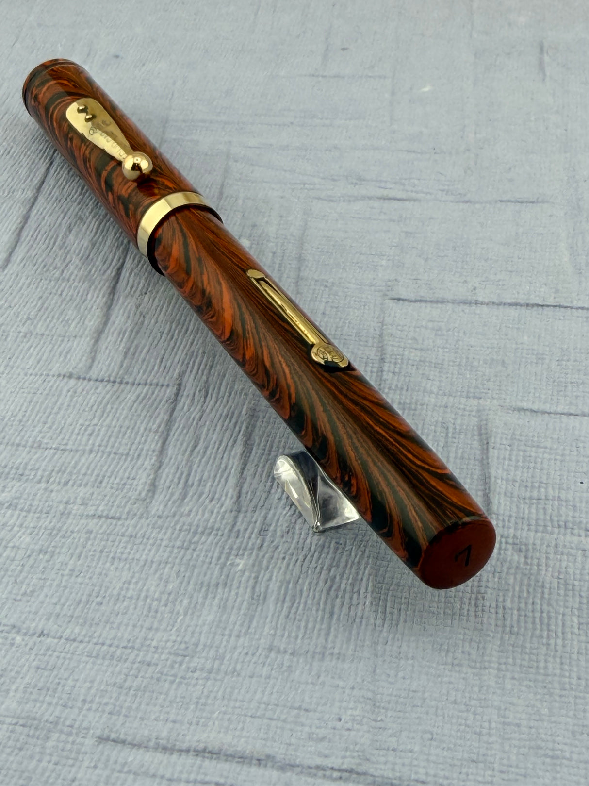 Waterman 1920 Red Ripple "7" Yellow Cap Band - Fountain Pen