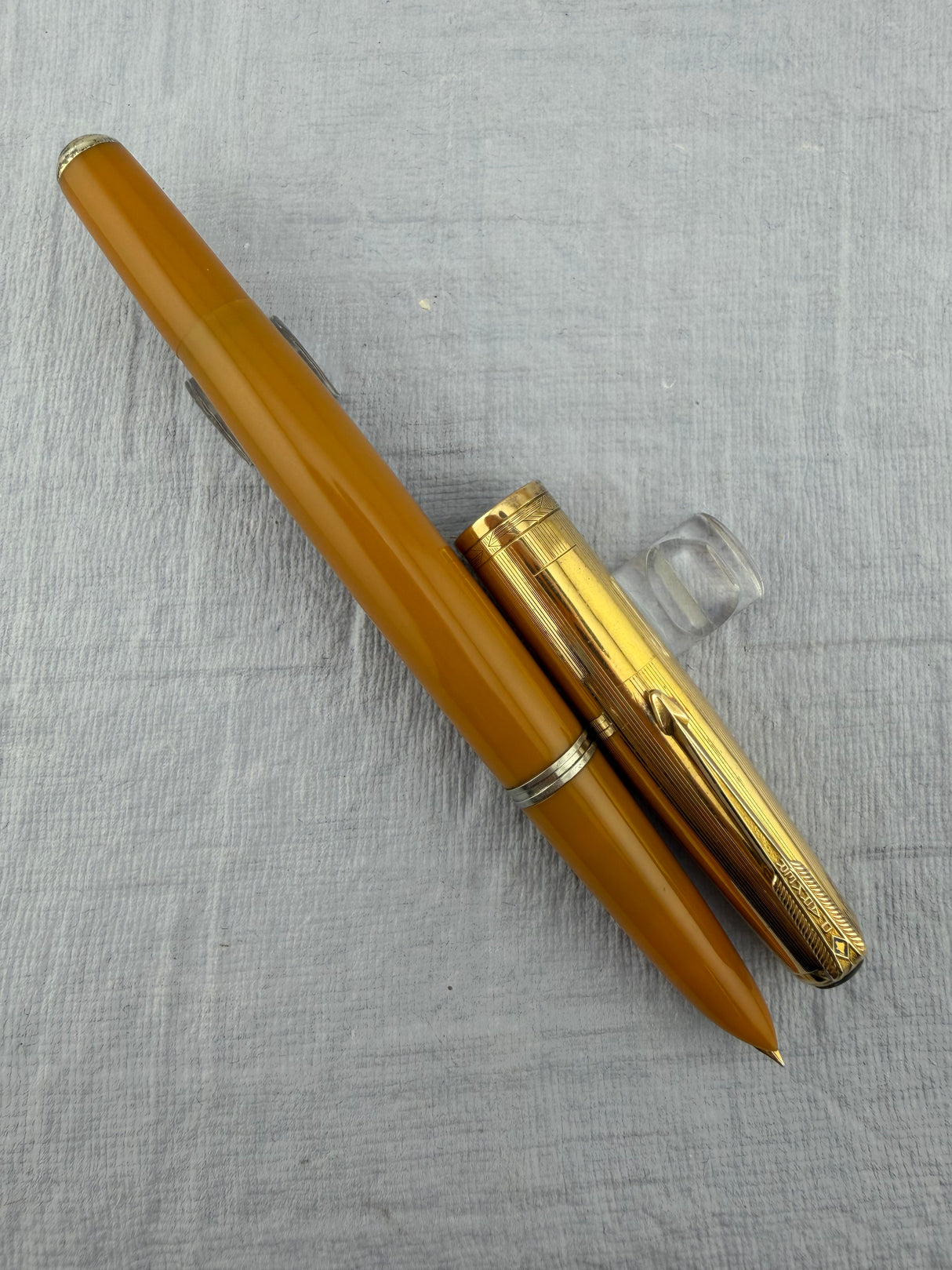 Parker 51 Vacumatic Yellowstone Mustard Gold Filled Cap - Fountain Pen
