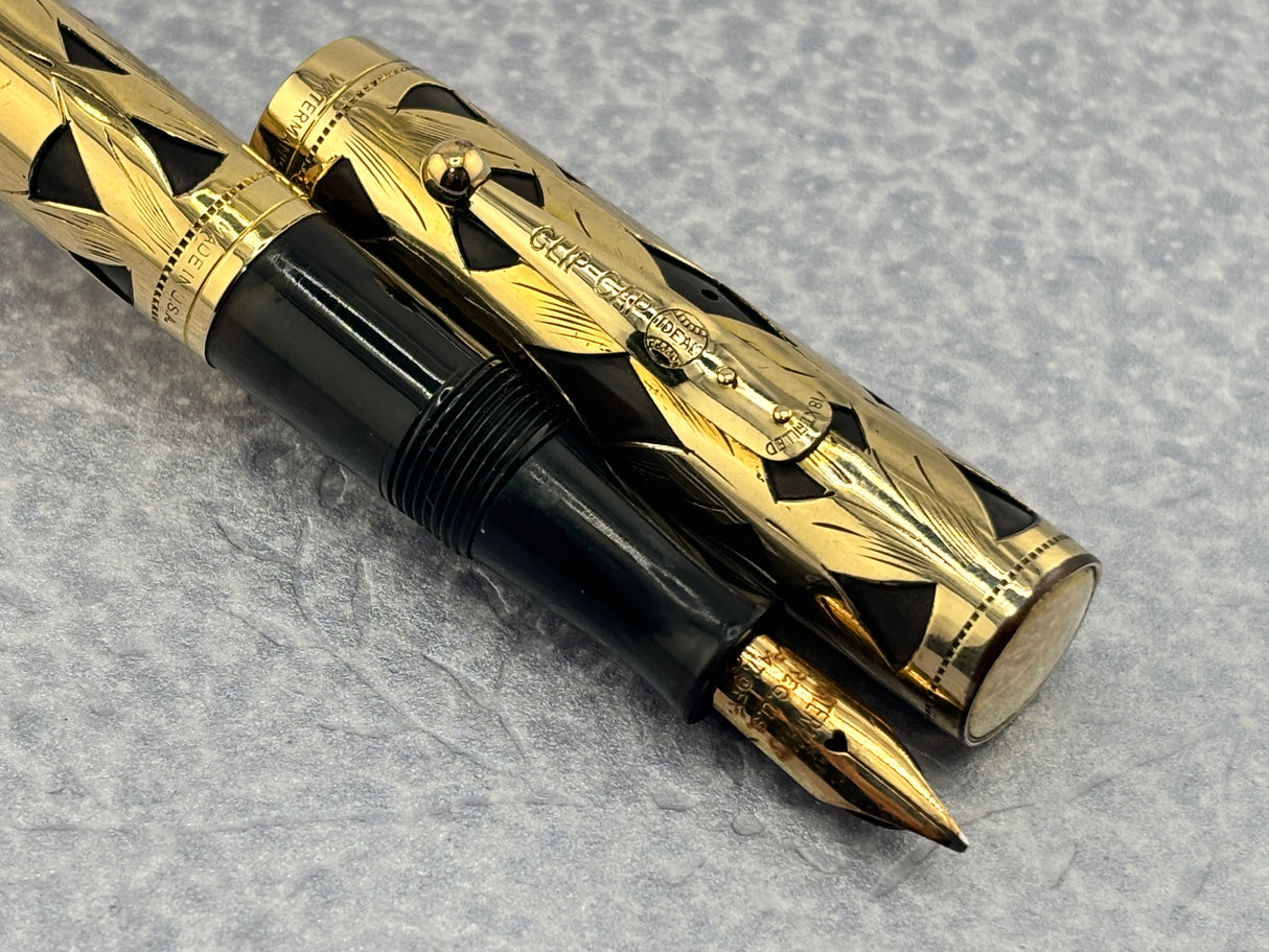 Waterman # 0552 Basketweave Gold Filled Flexible Waterman's #2 14k Nib - Fountain Pen