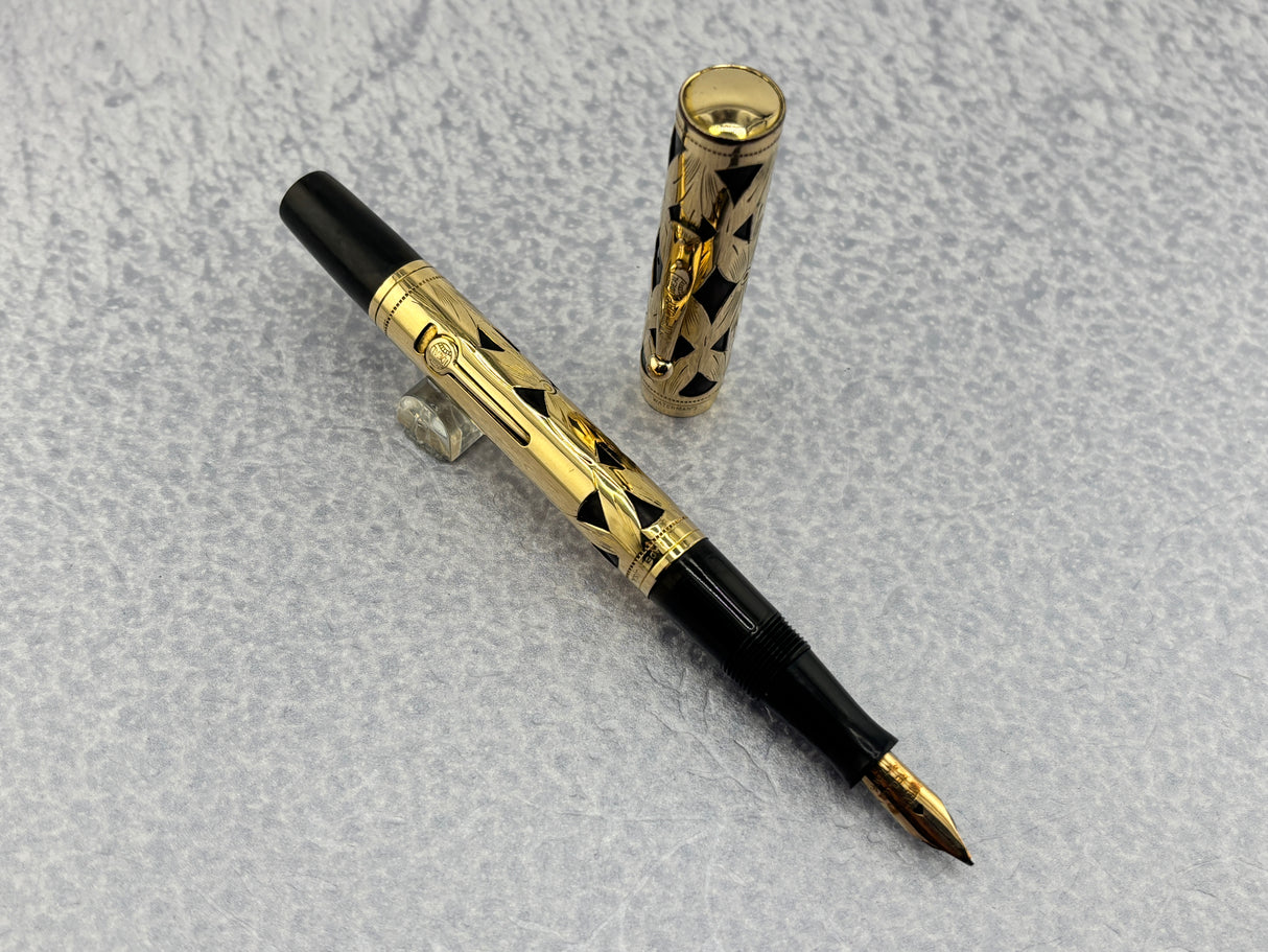 Waterman # 0552 Basketweave Gold Filled Flexible Waterman's #2 14k Nib - Fountain Pen