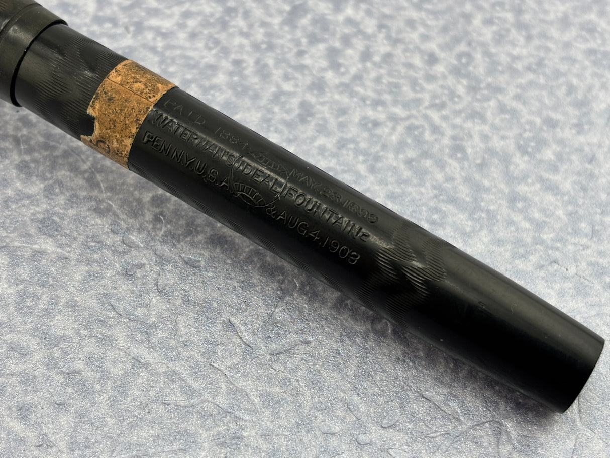 Waterman # 55 BCHR Black Chased Hard Rubber Fountain Pen with Original $5.75 Price Sticker