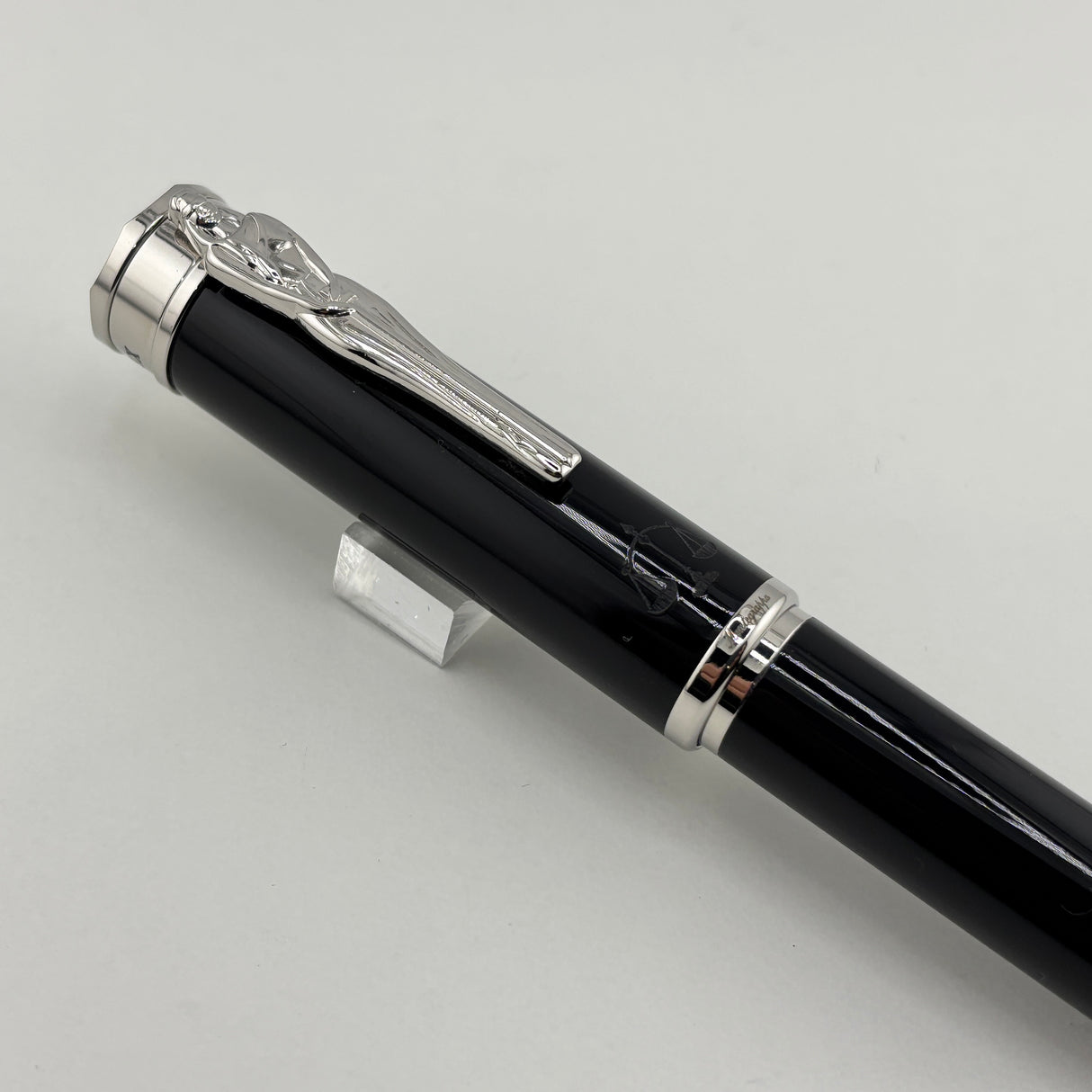 Montegrappa Ducale "Iustitia" Lady Justice Black Resin Fountain Pen - Medium Stainless Steel Nib